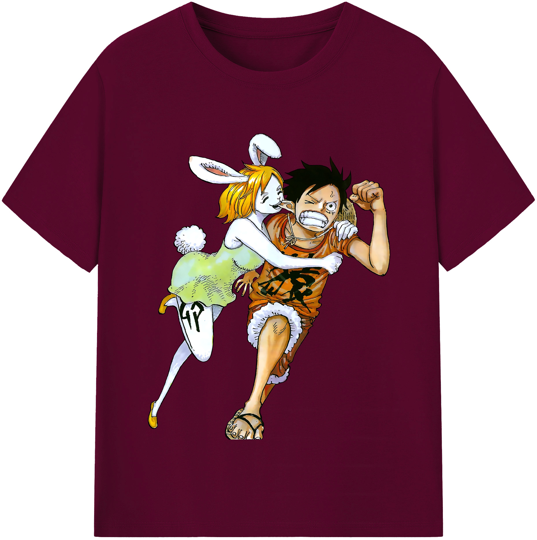 ワンピース モンキー・D・ルフィ ONE PIECE Monkey D. Luffy レディースカジュアルプリントTシャツ（綿100％）